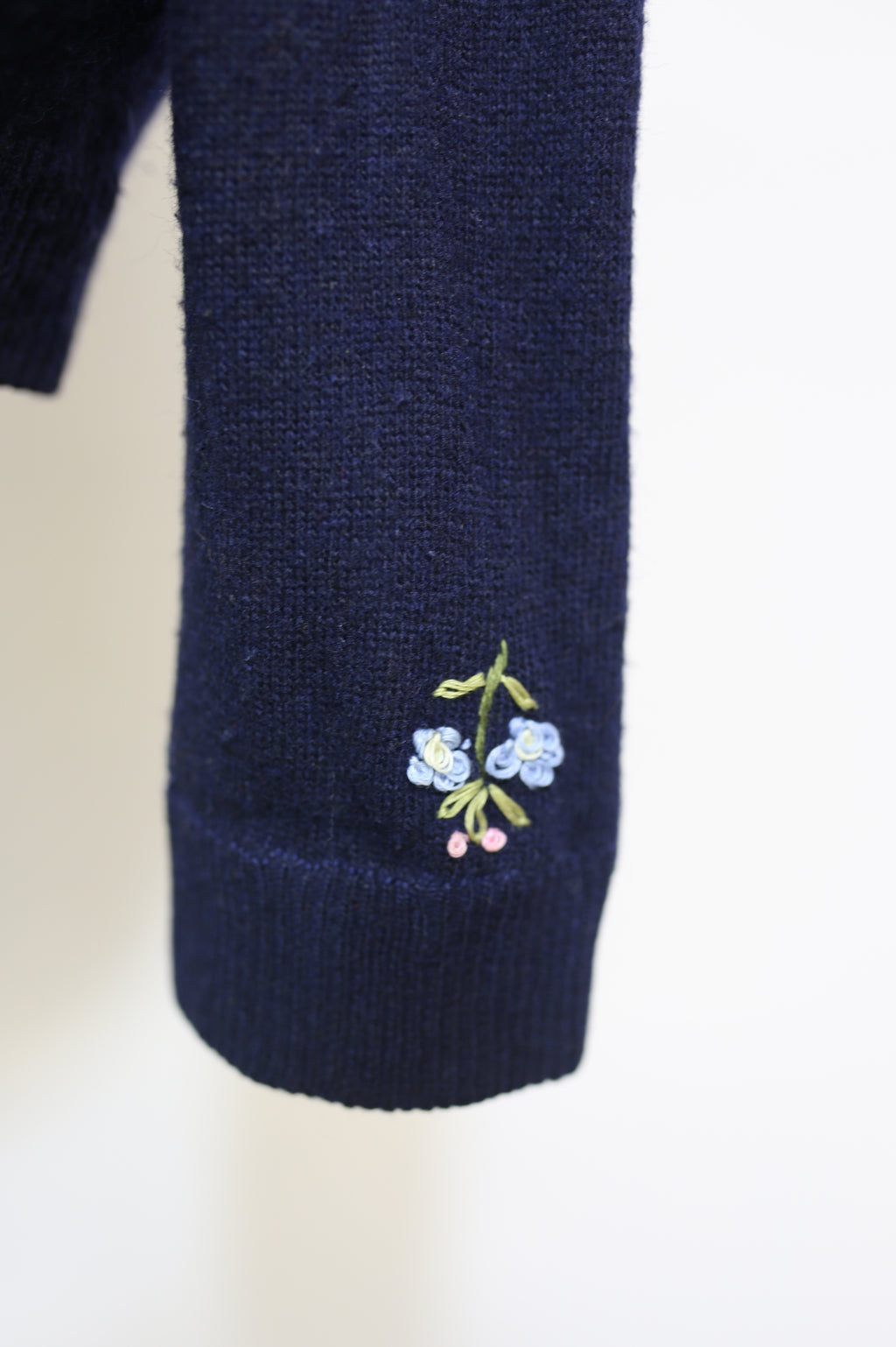 RESERVED Vintage 1950s Navy Blue Embroidered Cardigan