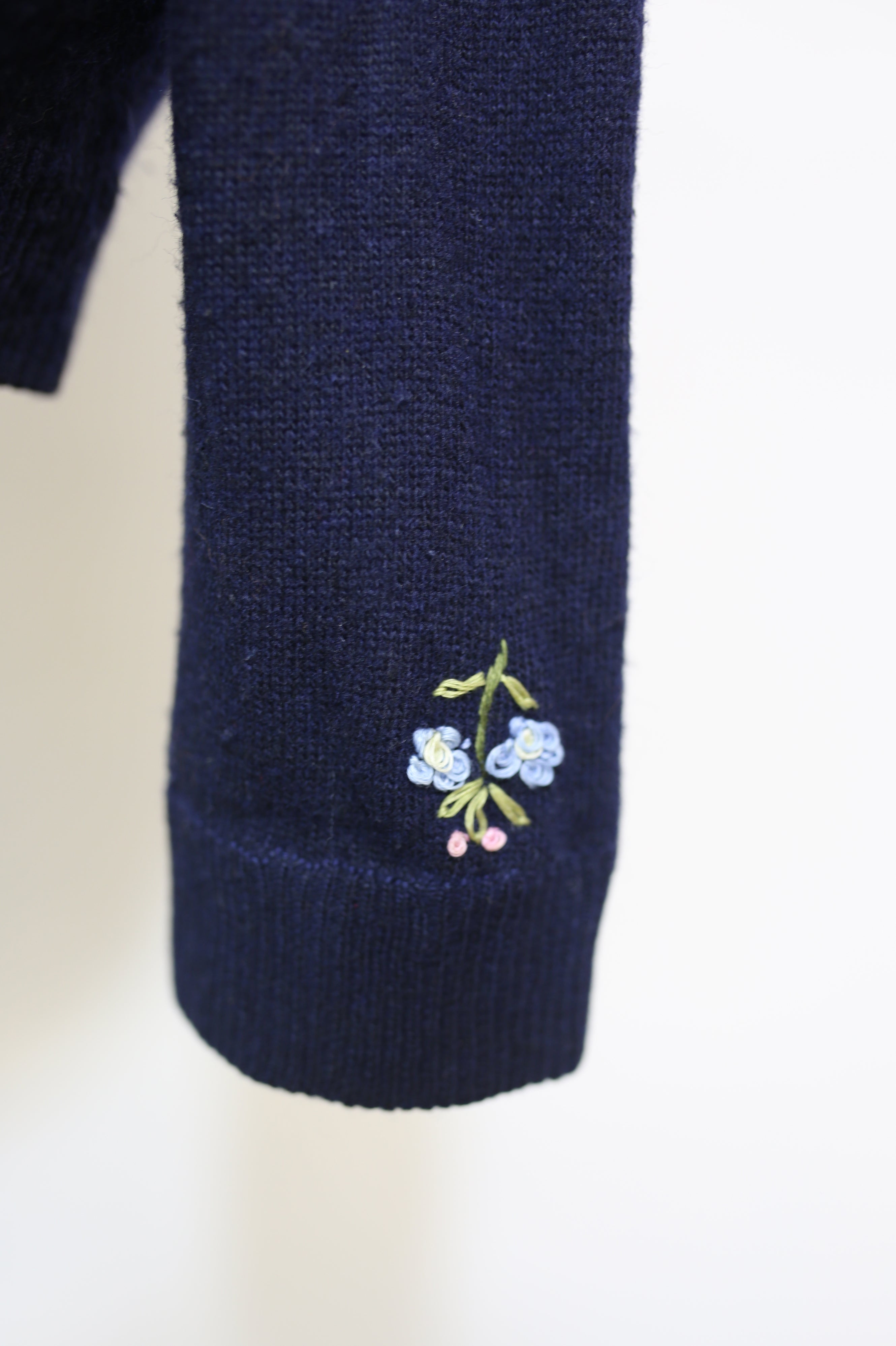 RESERVED Vintage 1950s Navy Blue Embroidered Cardigan