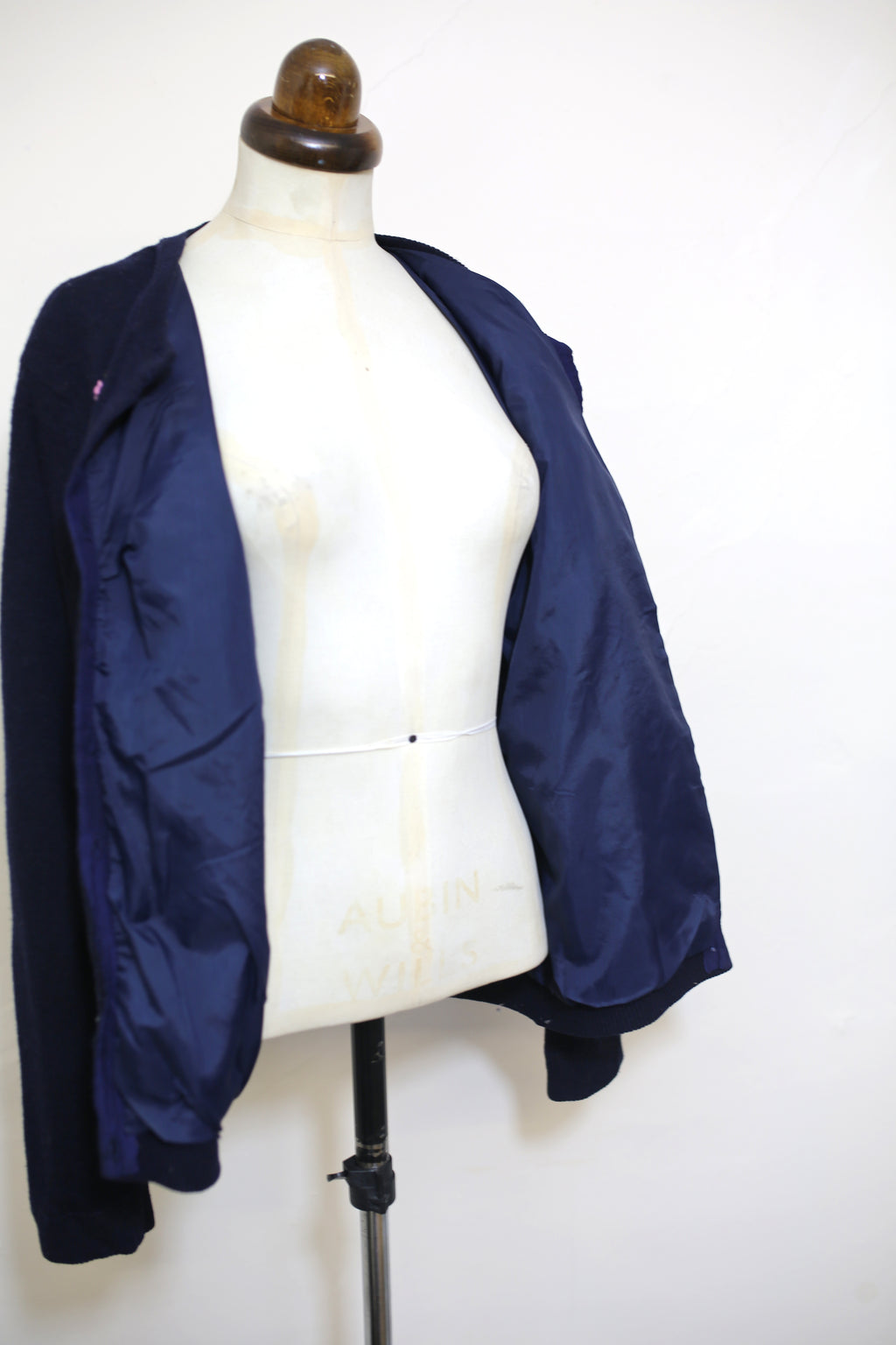RESERVED Vintage 1950s Navy Blue Embroidered Cardigan