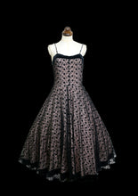 Vintage 1950s Black and Pink Lace Cocktail Dress