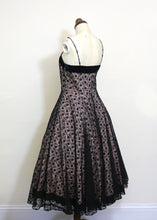 Vintage 1950s Black and Pink Lace Cocktail Dress