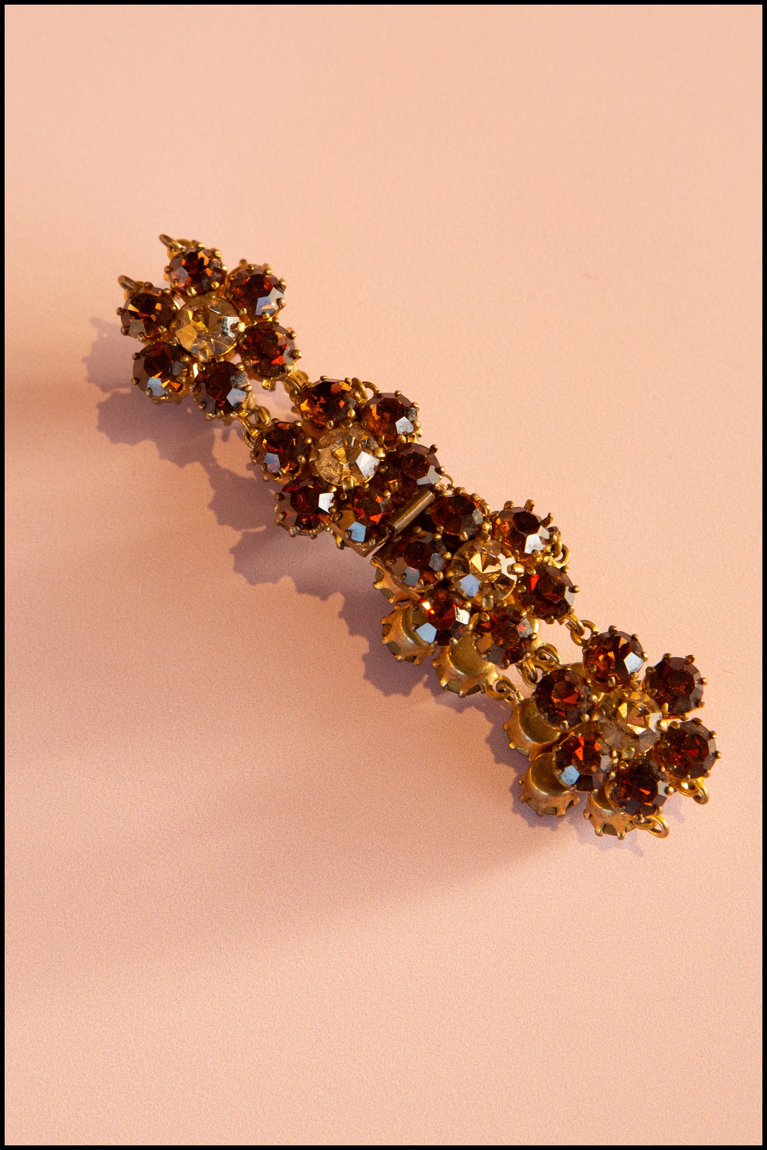 Vintage 1960s Topaz Rhinestone Flower Bracelet