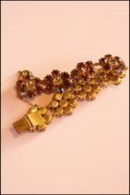 Vintage 1960s Topaz Rhinestone Flower Bracelet