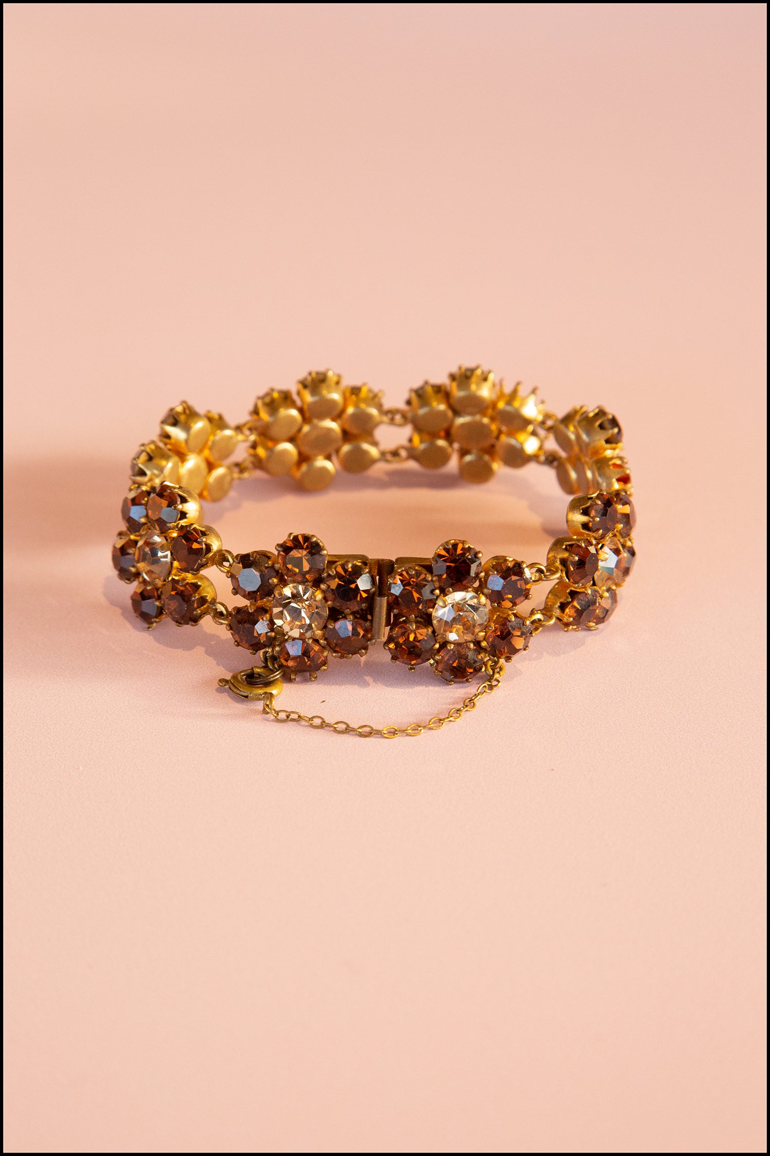 vintage topaz crystal flower bracelet 1940s 1960s Alexandra King UK
