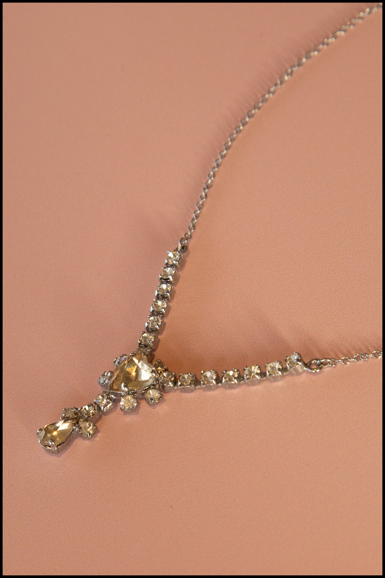 Vintage 1950s Rhinestone Heart Necklace