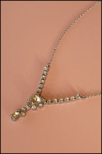 Vintage 1950s Rhinestone Heart Necklace