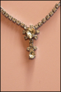 Vintage 1950s Rhinestone Heart Necklace