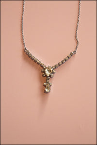 Vintage 1950s Rhinestone Heart Necklace