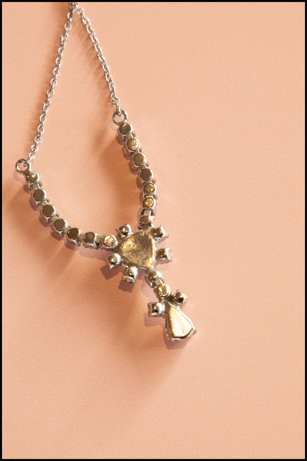 Vintage 1950s Rhinestone Heart Necklace