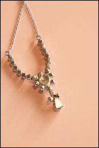 Vintage 1950s Rhinestone Heart Necklace