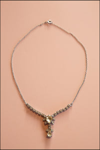 Vintage 1950s Rhinestone Heart Necklace