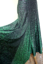 Vintage 1970s Green Lurex Flared Maxi Dress