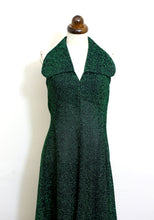 Vintage 1970s Emerald Green Lurex Maxi Dress