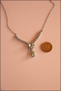 Vintage 1950s Rhinestone Heart Necklace