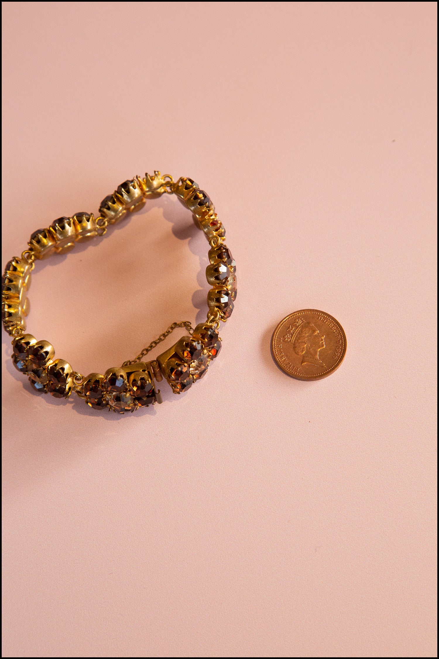 Vintage 1960s Topaz Rhinestone Flower Bracelet