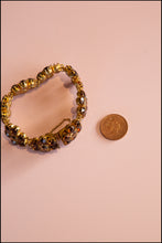 Vintage 1960s Topaz Rhinestone Flower Bracelet