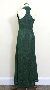 Vintage 1970s Emerald Green Lurex Maxi Dress