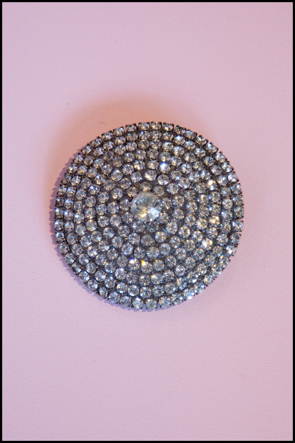 Vintage 1980s Large Rhinestone Shield Brooch