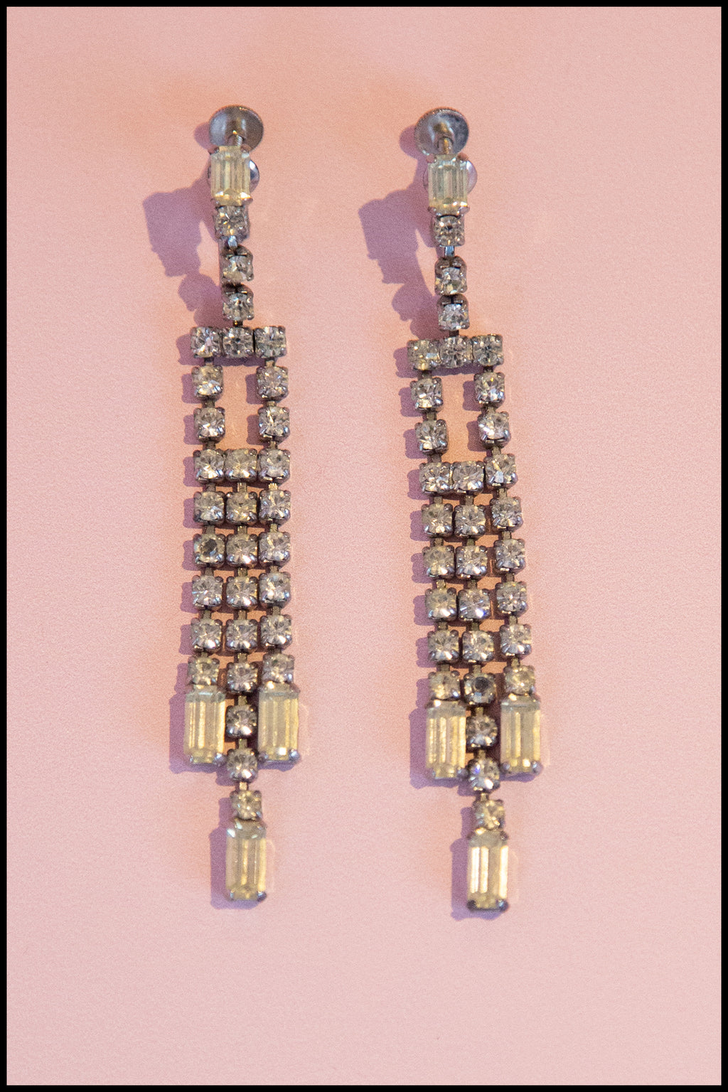 Vintage 1930s Rhinestone Chandelier Earrings