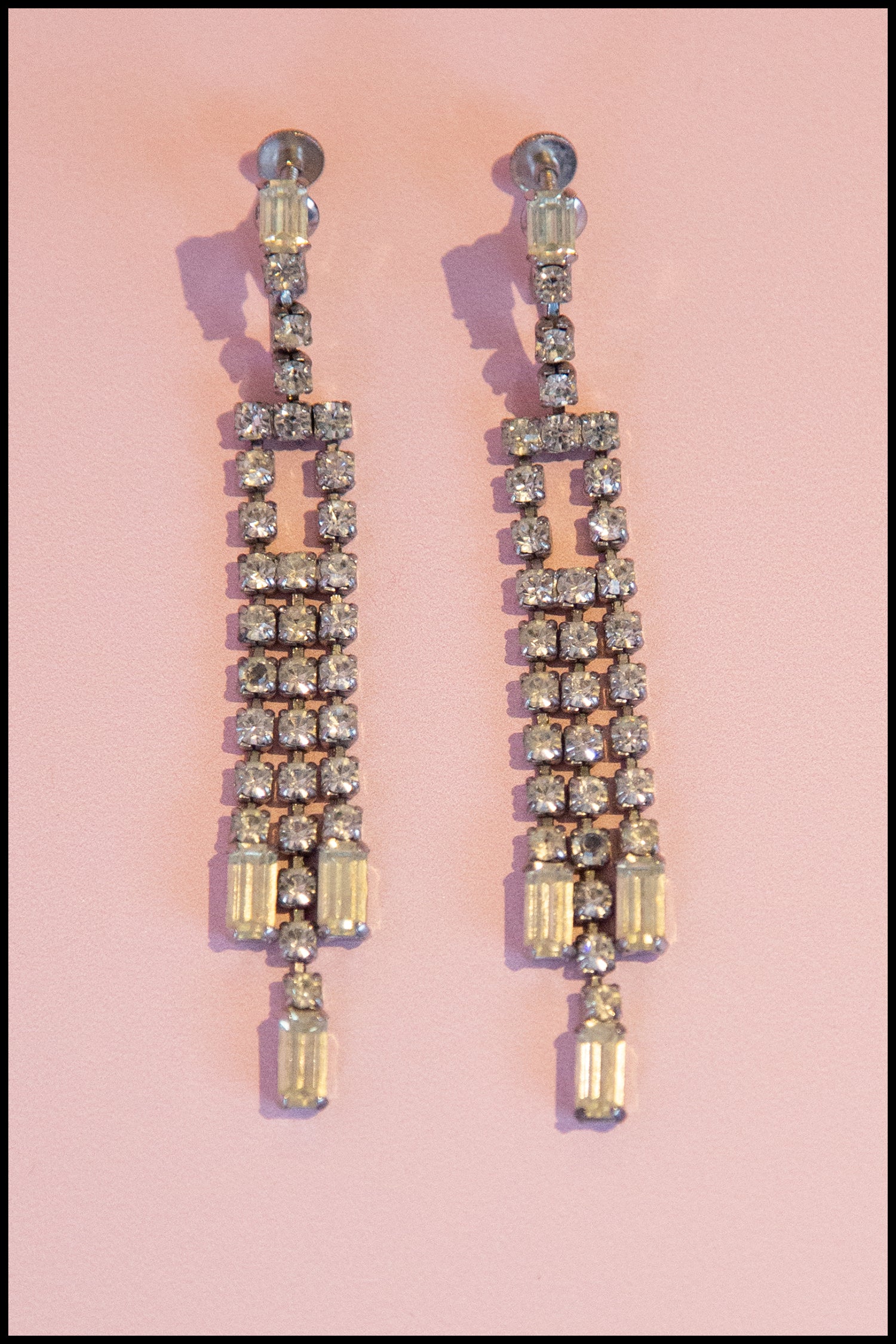 Vintage 1930s Rhinestone Chandelier Earrings