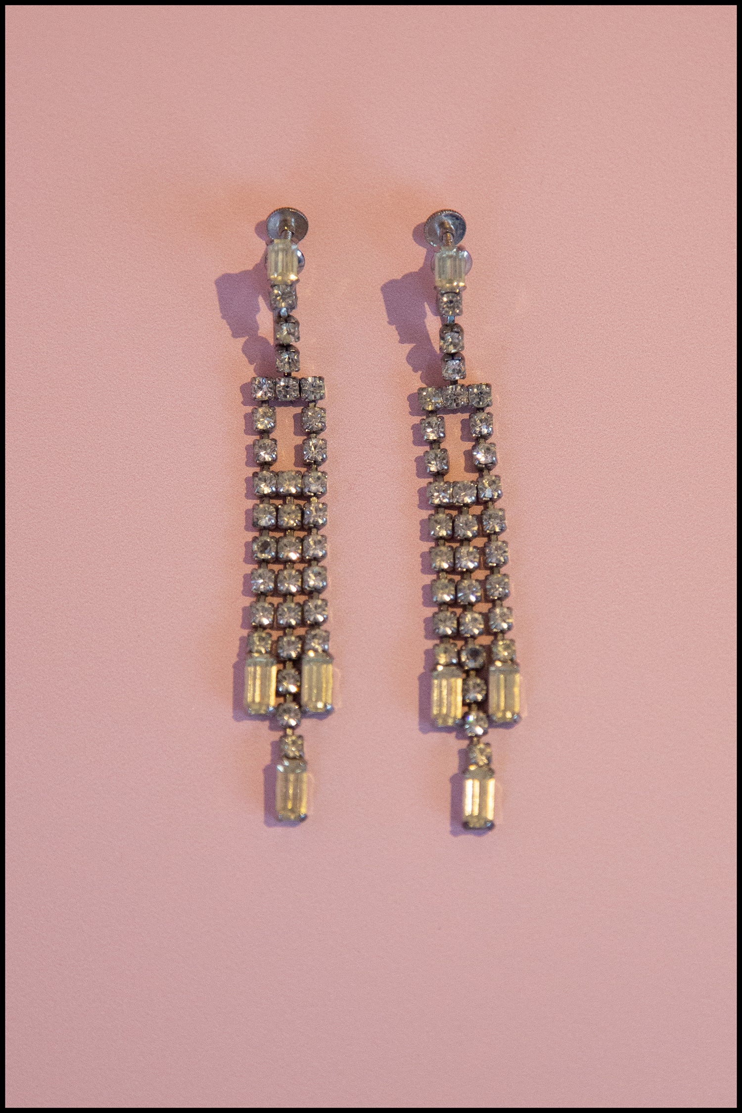 Vintage 1930s Rhinestone Chandelier Earrings