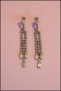 Vintage 1930s Rhinestone Chandelier Earrings