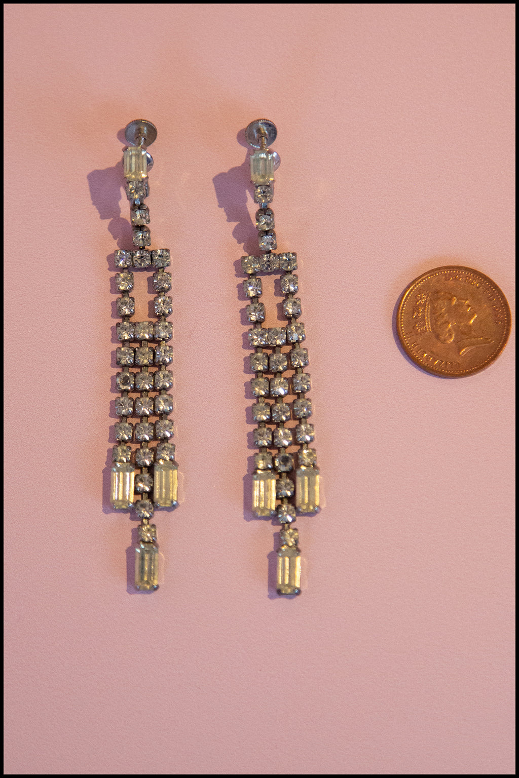 Vintage 1930s Rhinestone Chandelier Earrings