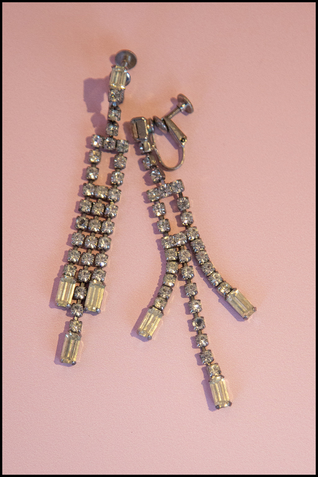 Vintage 1930s Rhinestone Chandelier Earrings