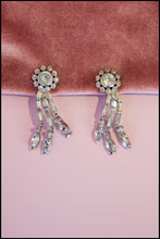 Vintage 1980s Flower Drop Rhinestone Earrings