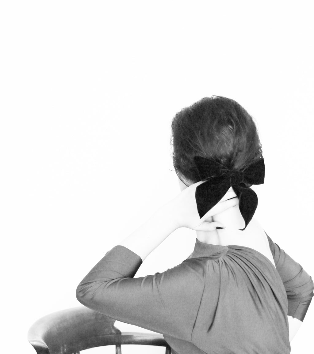 Black Velvet Hair Bow Barrette