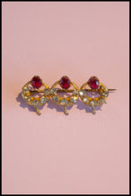 Antique Red and Gold Circles Bar Brooch
