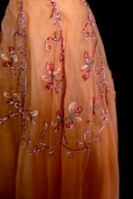 RESERVED - Vintage 1950s Orange Beaded Ballgown Dress