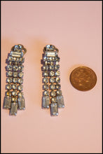 Vintage 1950s Rhinestone Crystal Tassel Earrings