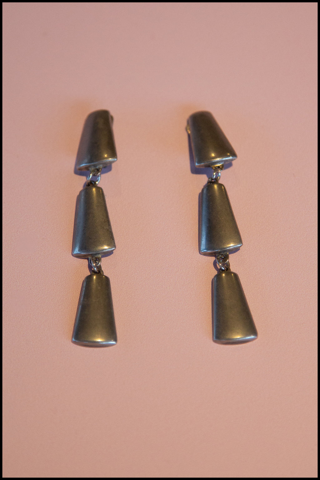 Vintage 1970s Modernist Steel Drop Earrings