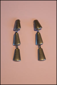 Vintage 1970s Modernist Steel Drop Earrings