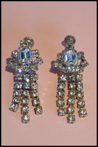 Vintage 1940s Rhinestone Chandelier Earrings