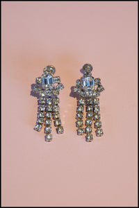 Vintage 1940s Rhinestone Chandelier Earrings
