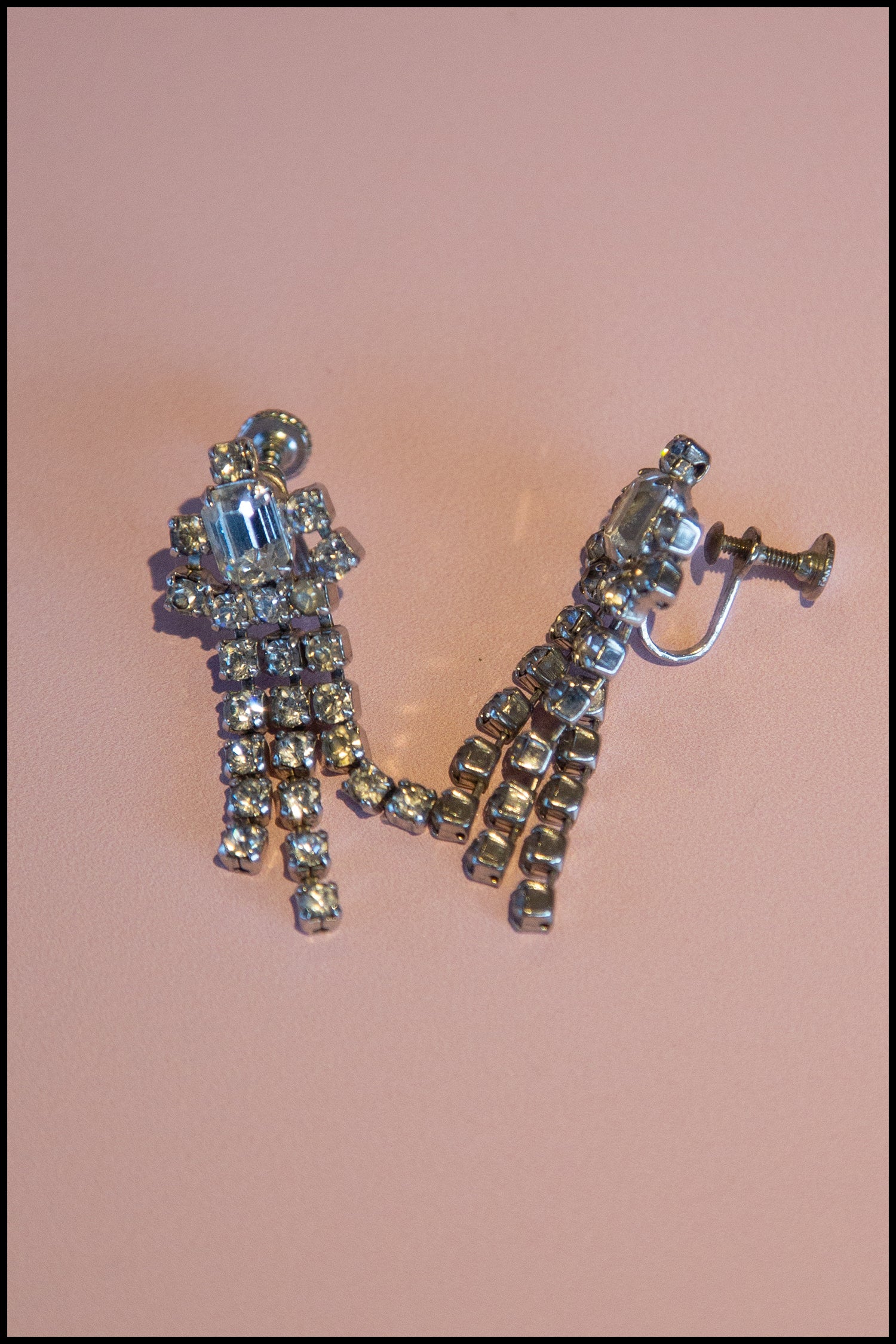 Vintage 1940s Rhinestone Chandelier Earrings