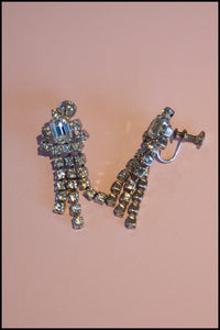Vintage 1940s Rhinestone Chandelier Earrings