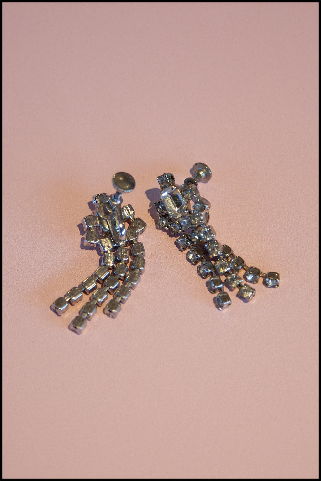 Vintage 1940s Rhinestone Chandelier Earrings