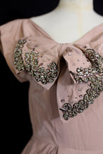 Vintage 1950s Dusky Pink Beaded Cocktail Dress