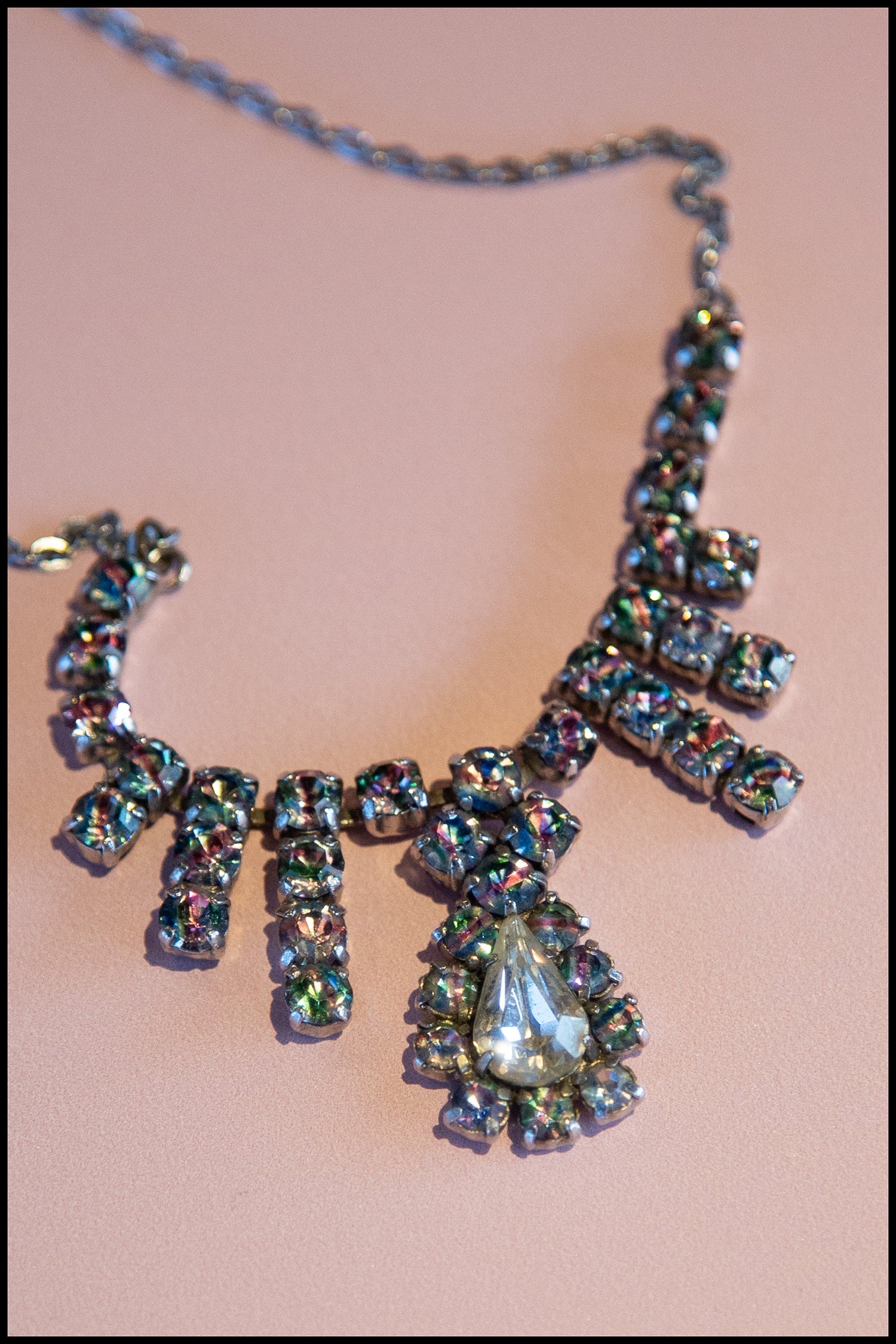 Vintage 1950s Rainbow Rhinestone Necklace