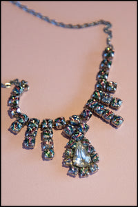 Vintage 1950s Rainbow Rhinestone Necklace