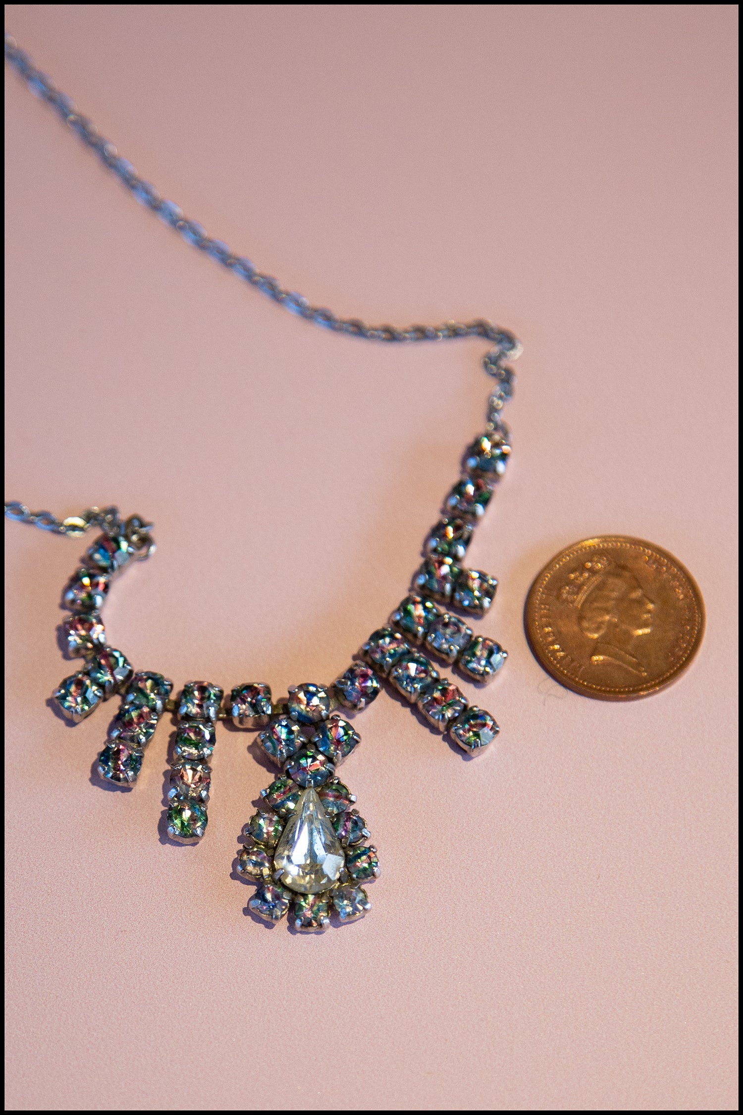 Vintage 1950s Rainbow Rhinestone Necklace