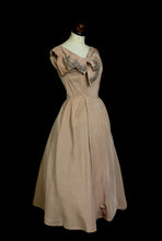Vintage 1950s Dusky Pink Beaded Cocktail Dress