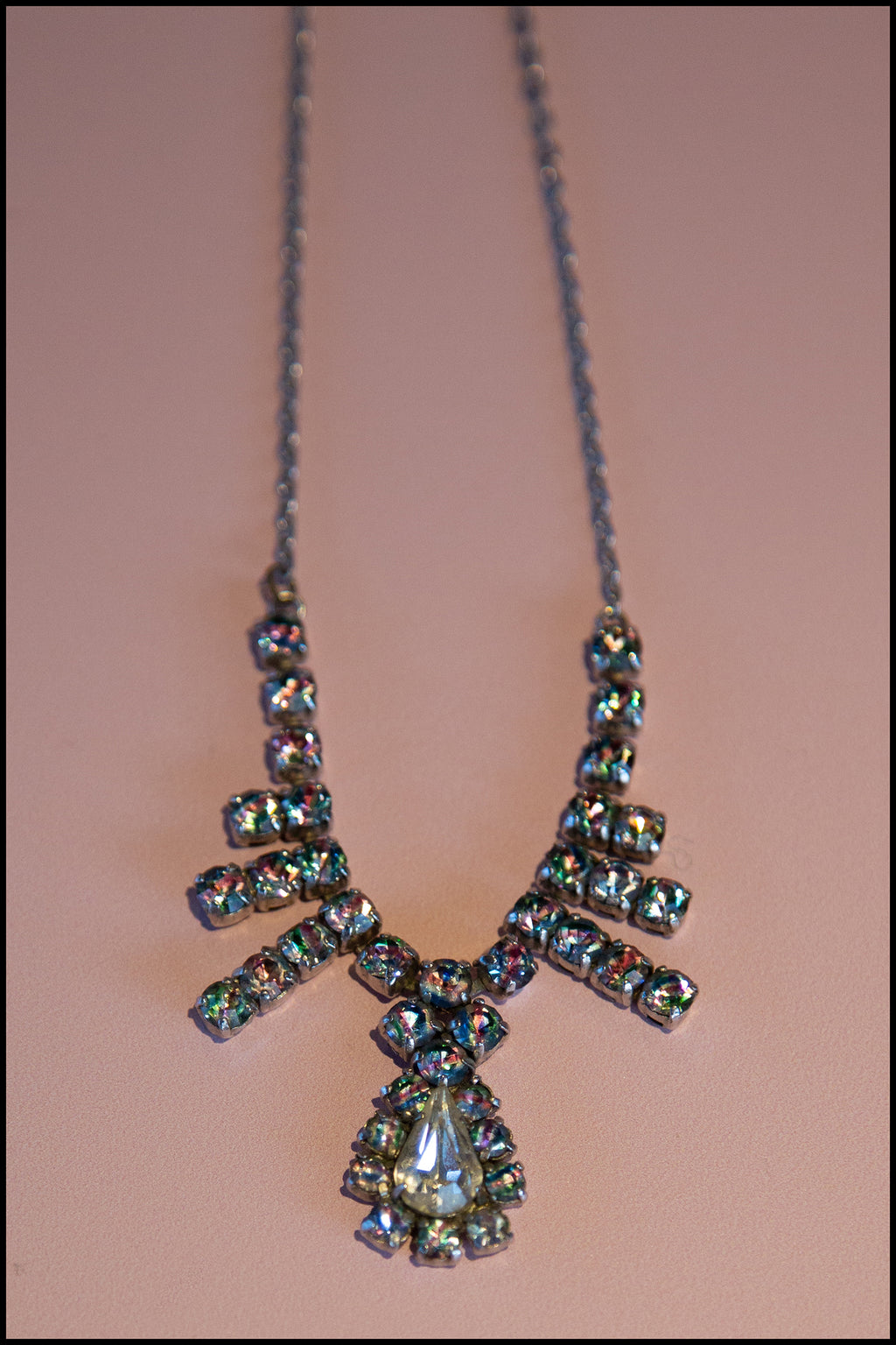 Vintage 1950s Rainbow Rhinestone Necklace