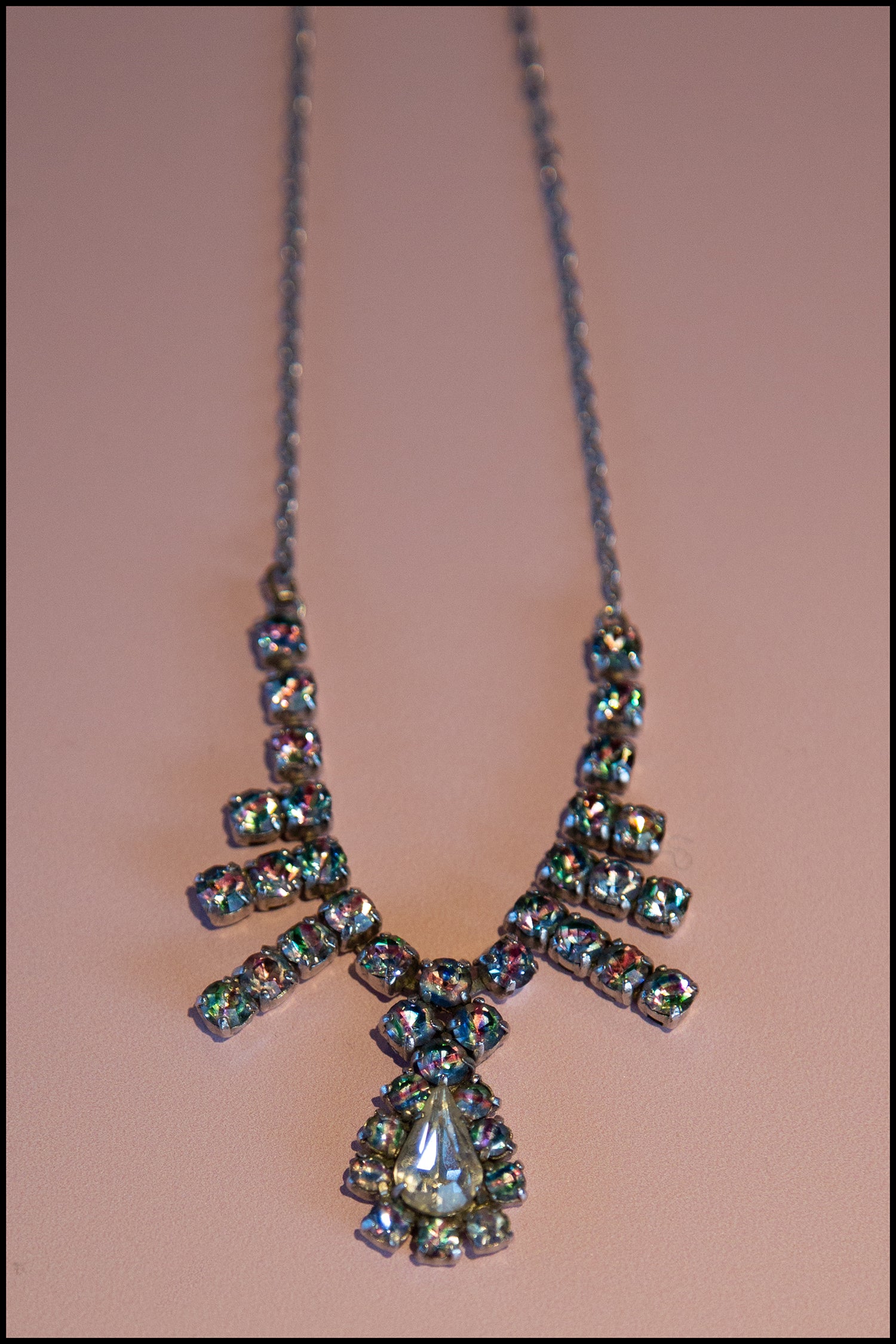 Vintage 1950s Rainbow Rhinestone Necklace