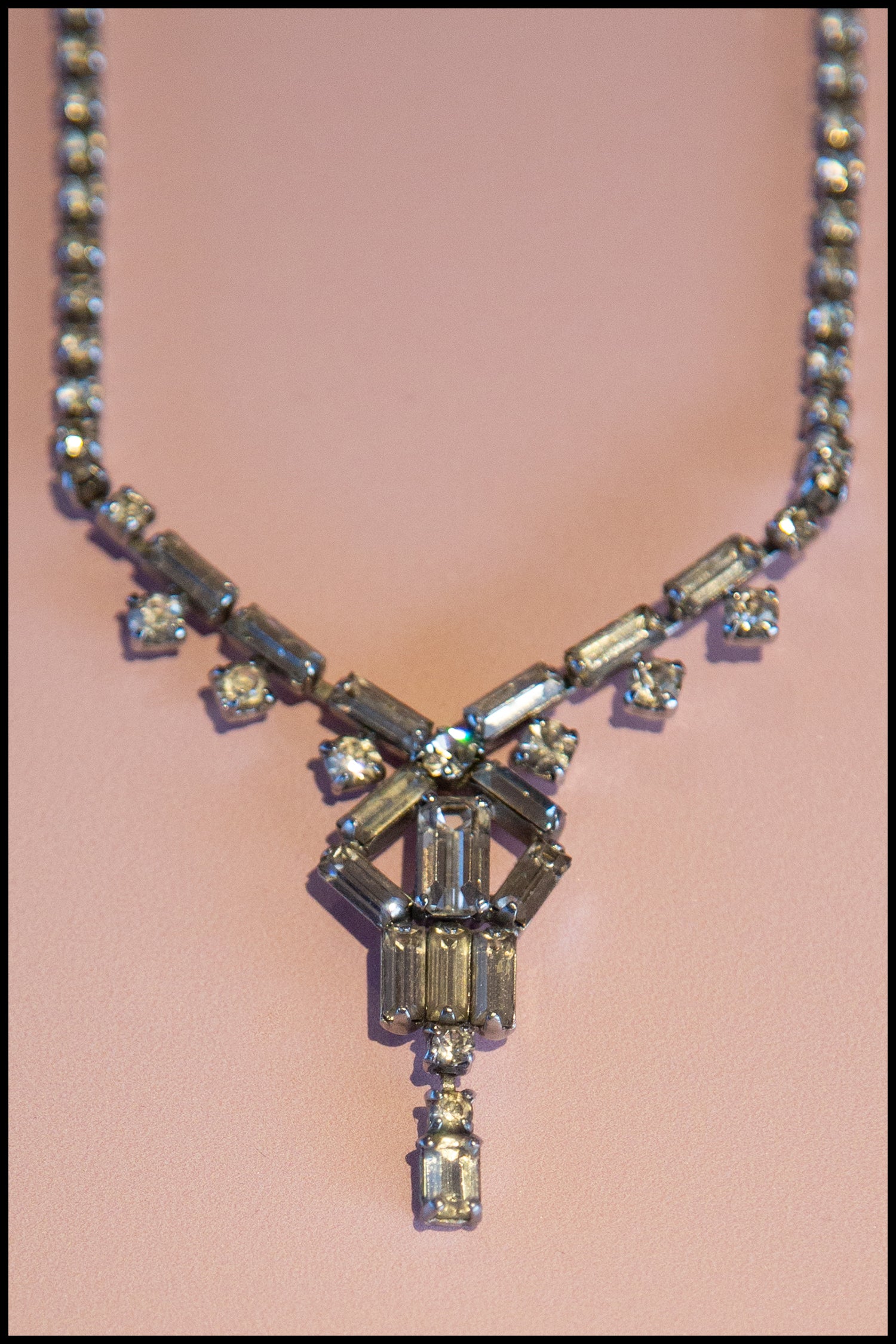 Vintage 1950s Rhinestone Crystal Art Deco Necklace ALEXANDRAKING