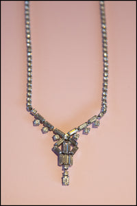 Vintage 1950s Rhinestone Crystal Art Deco Necklace