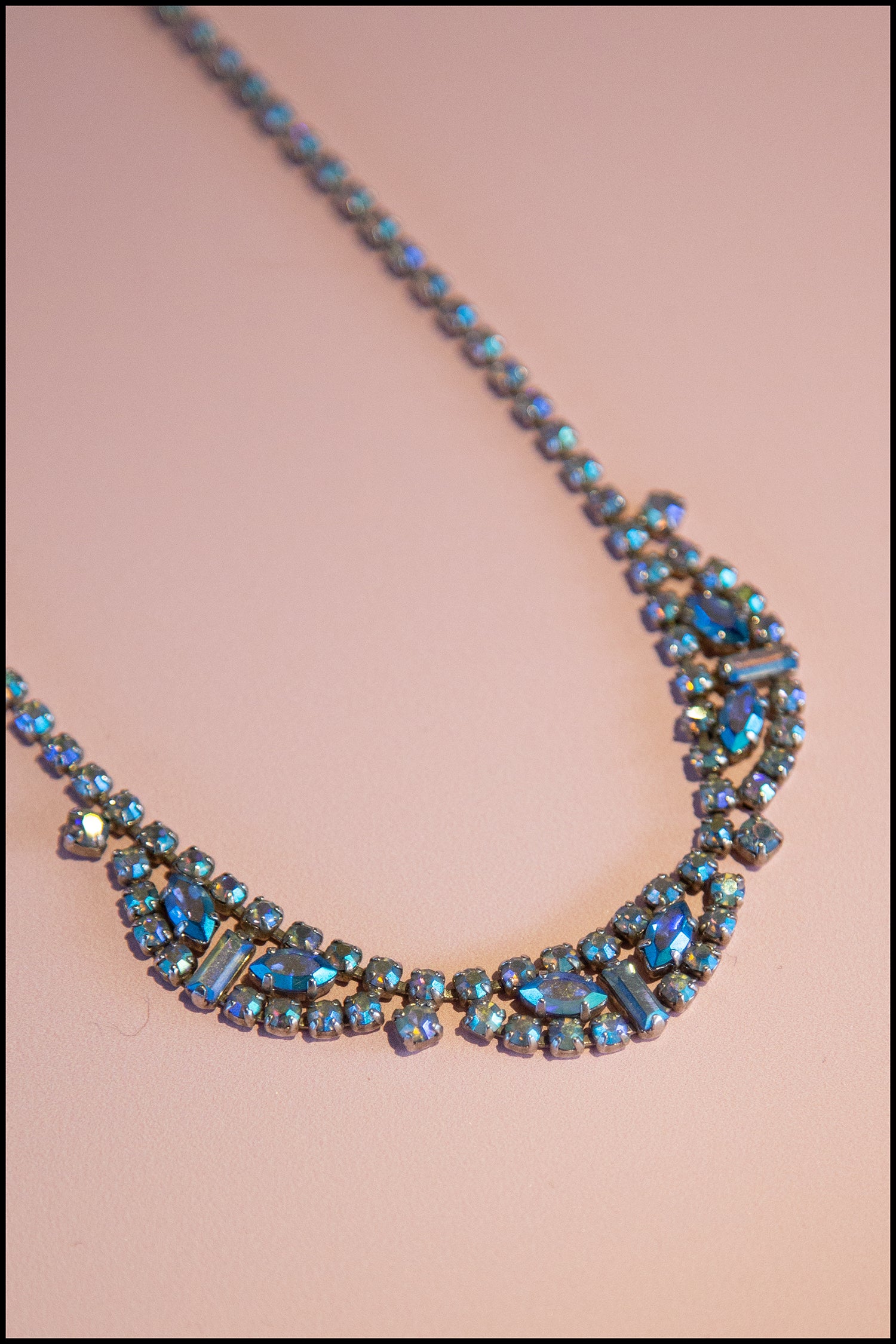 Shades of Blue Rhinestone Necklace - Garden Party Collection Vintage Jewelry